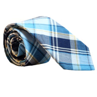 Tonal Blue Plaid Cotton Tie