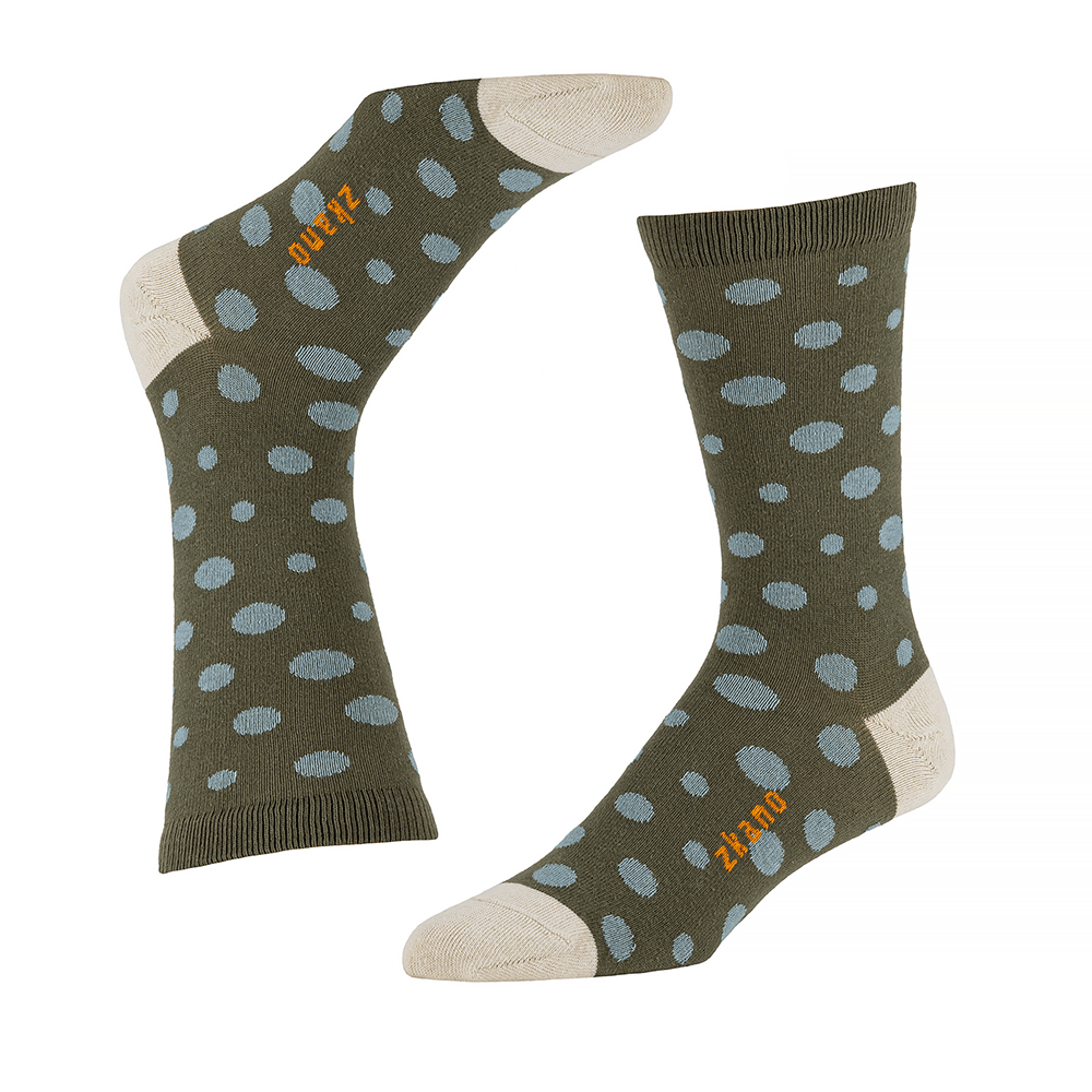 Olive Green & Grey Polka Dot Socks - Prince