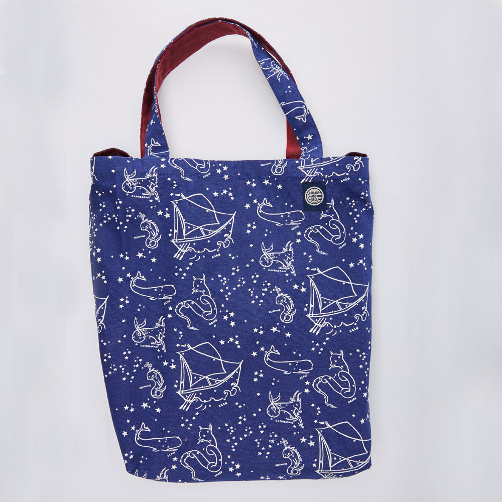 Astrological / Nautical Print Reversible Tote Bag