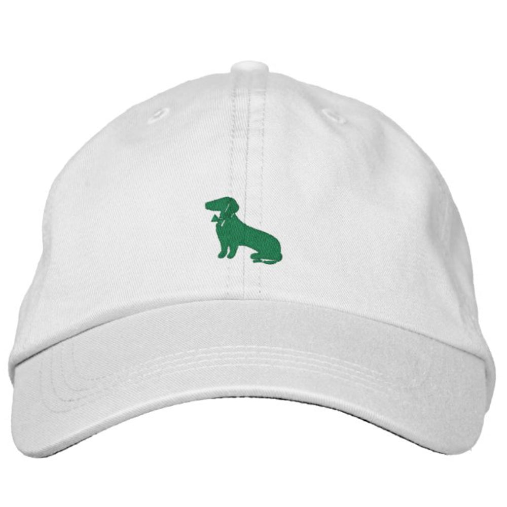 White & Kelly Green Dachshund Logo Baseball Cap - Mookie