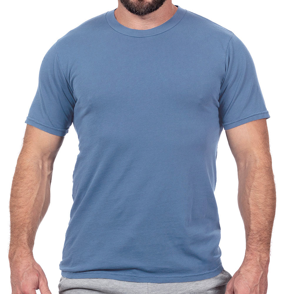 Cadet Blue Pigment Dyed Cotton Classic Short Sleeve Tee - Made In USA (Size L Available)