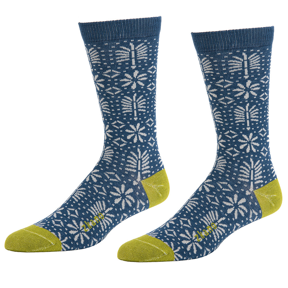 Navy Blue African Floral Graphic Pattern Socks