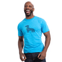 Bright Aqua Blue Heather Classic Seated Dachshund Tee