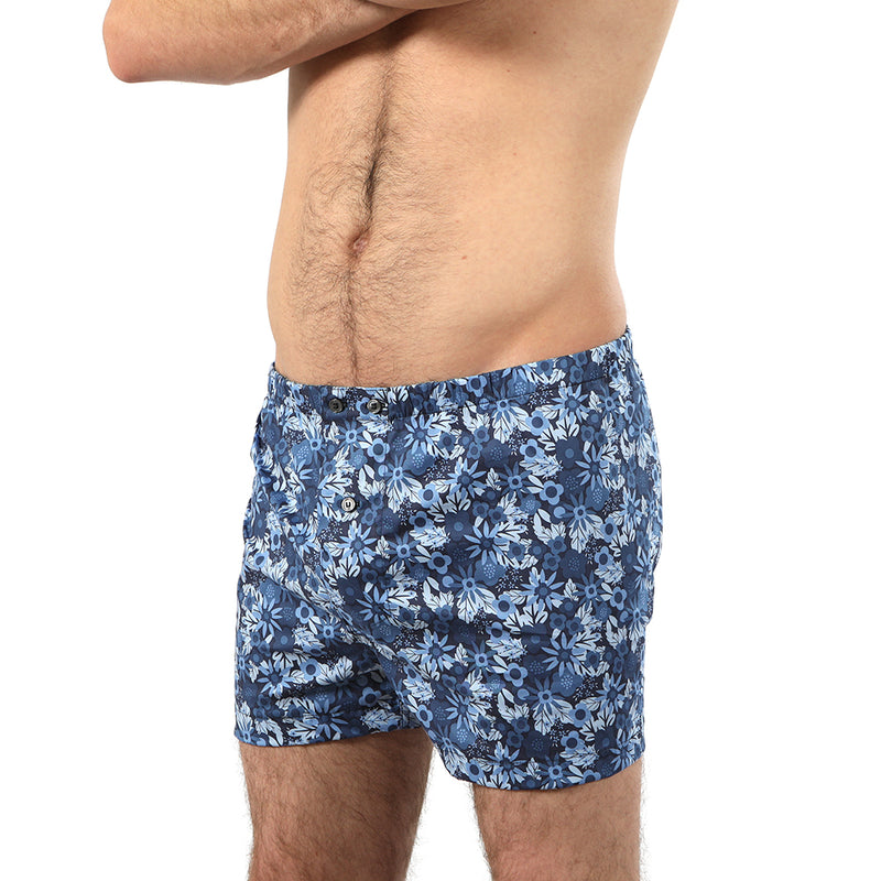 Tonal Blue Wildflowers Print Boxer Short - Sinatra