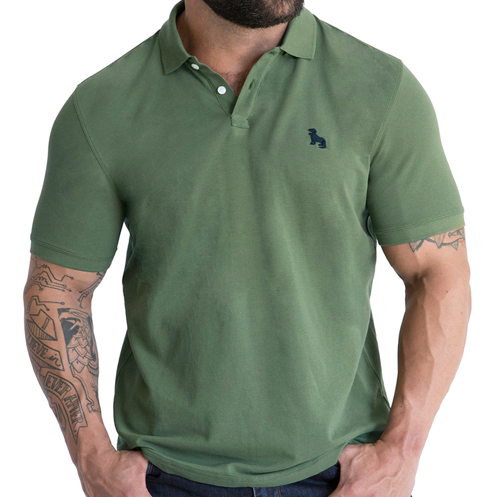 Green Cotton Pique Polo