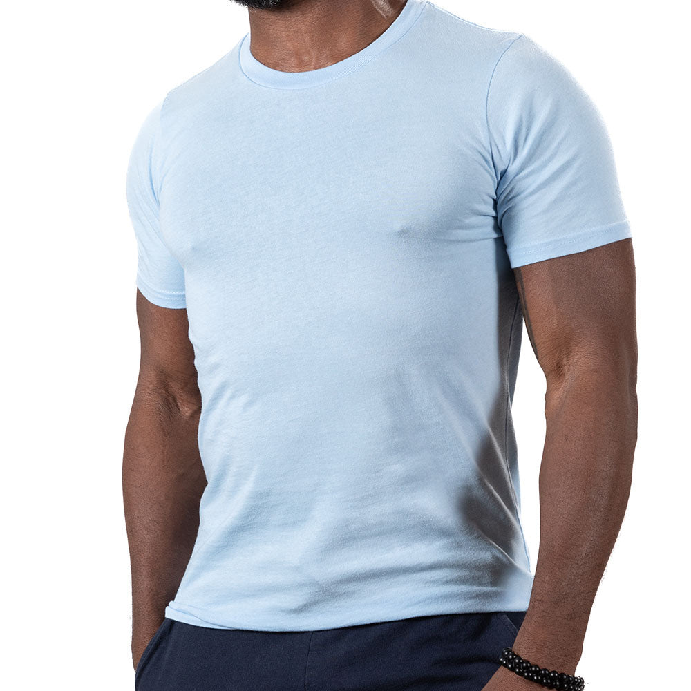 Sky Blue Cotton Classic Short Sleeve Tee - Made In USA