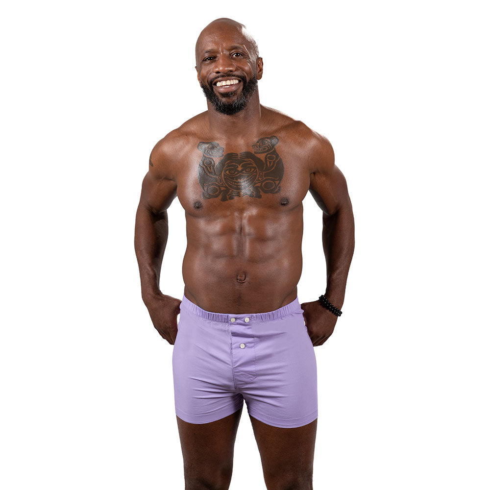 "BILLY" - Solid Lavender Purple Slim-Cut Boxer Short - Made In USA
