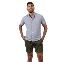 Dark Olive Cotton Stretch Twill Shorts - Made in USA