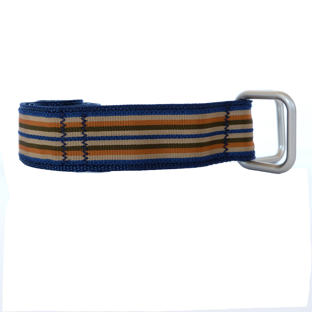 Navy & Khaki Multi Stripe Belt by OneMagnificentBeast - Made In USA