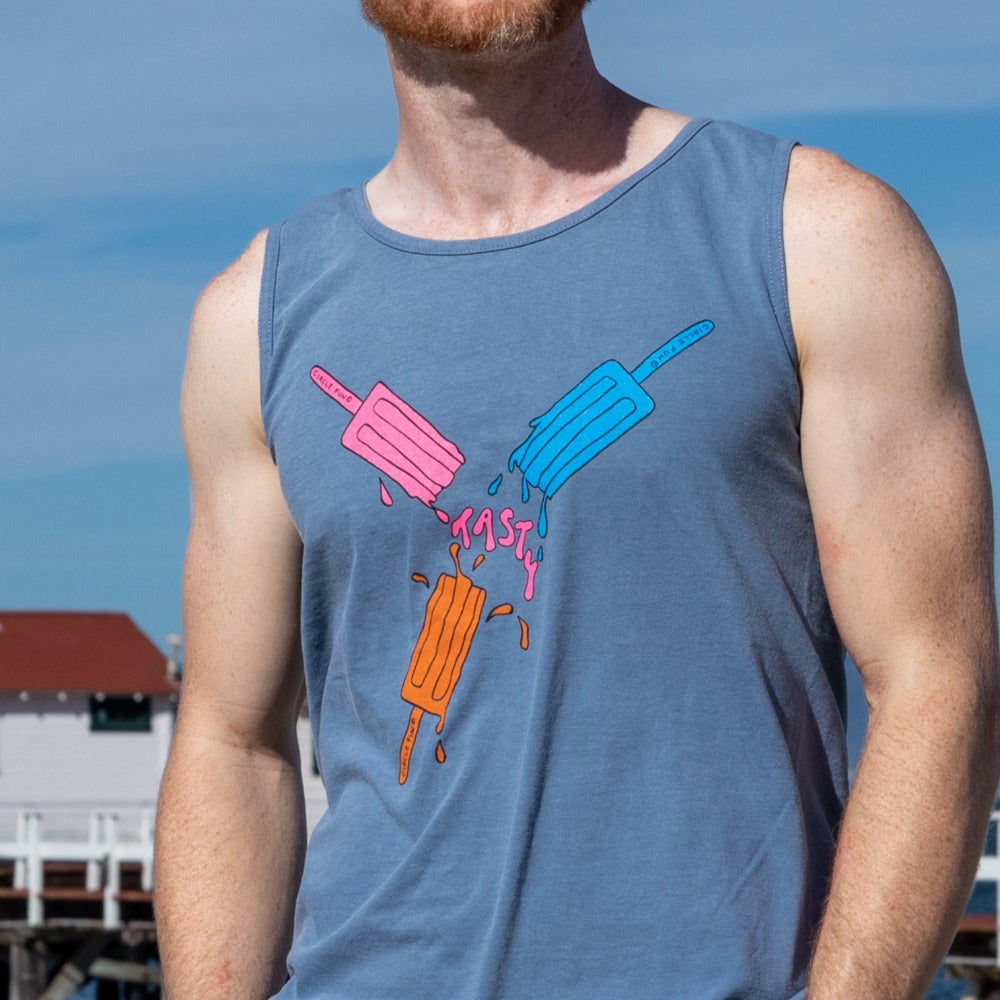 Provincetown Faded Blue Creamsicle "Circle Fun" Sleeveless Tank