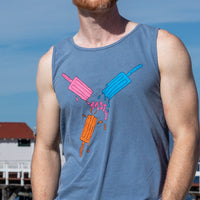 Provincetown Faded Blue Creamsicle "Circle Fun" Sleeveless Tank