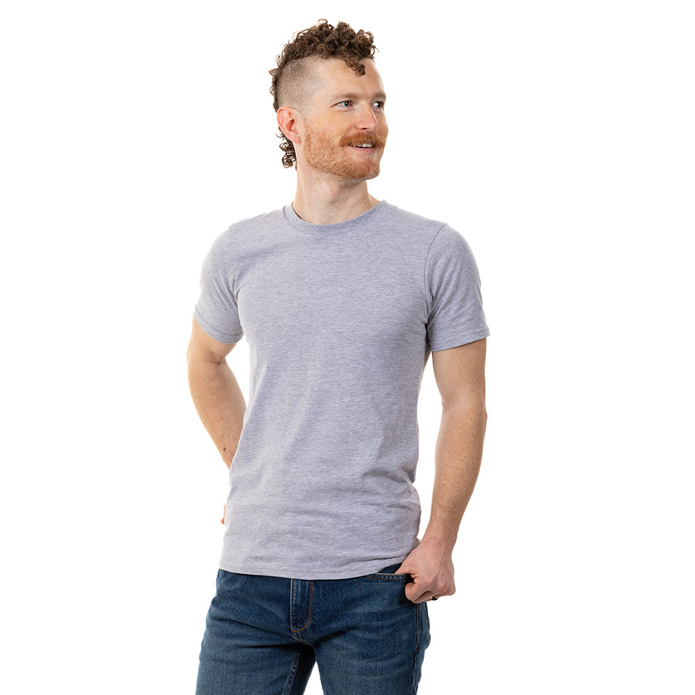 Heather Grey Cotton Classic Short Sleeve Tee - Made In USA