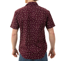"JAMISON" Mulberry Purple Mini Japanese Traditional Floral Print Short Sleeve Shirt - Made In USA