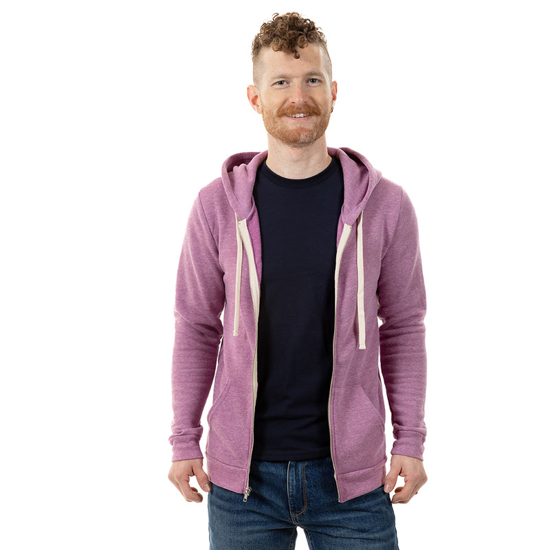 40% OFF AFTER CODE NEW FALL: Heather Orchid Purple Full Zip Hooded Fleece Sweatshirt - Made in USA