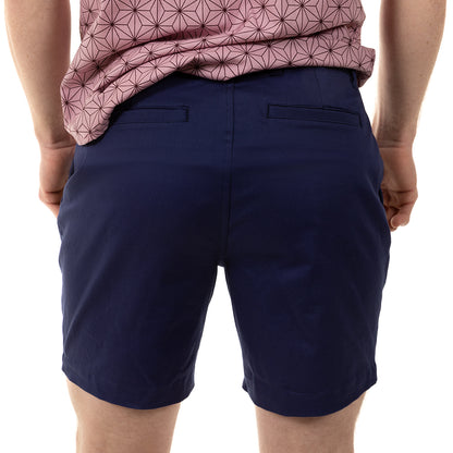 Bright Navy Blue Cotton Stretch Twill Shorts - Made in USA