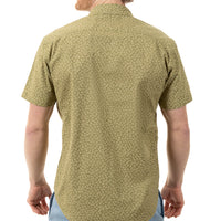 40% OFF AFTER CODE NEWFALL: "WALLY" - Avocado Green Traditional Japanese Mini Floral Print Short Sleeve Shirt - Made In USA