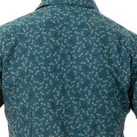 "TEDDY" - Teal Green  Japanese Dragonfly Print Short Sleeve Shirt - Made In USA
