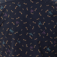 "PIERRE" - Navy Blue Japanese Dragonfly Print Short Sleeve Shirt - Made In USA