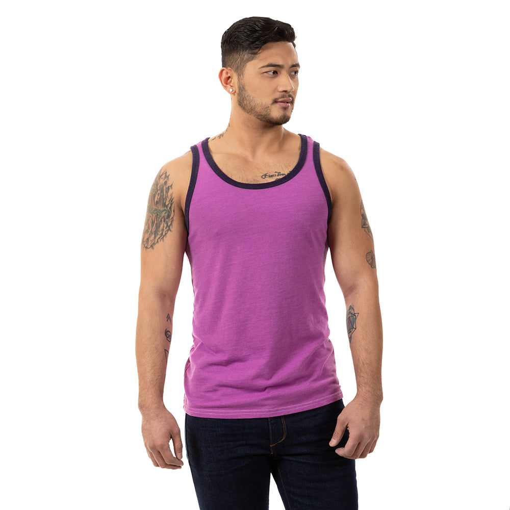 Luscious Purple Tri-Blend Varsity Tank Top - Made In USA