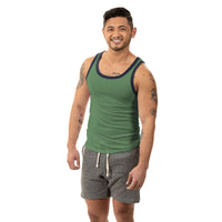 40% OFF AFTER CODE NEWFALL: Basil Green Tri-Blend Varsity Tank Top - Made In USA