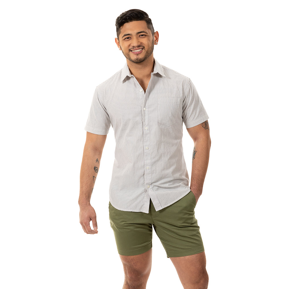30% OFF THIS WEEKEND AFTER CODE NEW FALL: Olive Cotton Stretch Twill Shorts - Made in USA