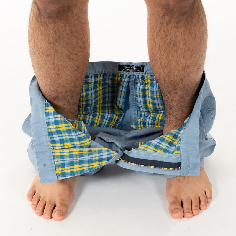 30% OFF THIS WEEKEND AFTER CODE NEW FALL: Light Blue Cotton Stretch Twill Shorts  - Made in USA
