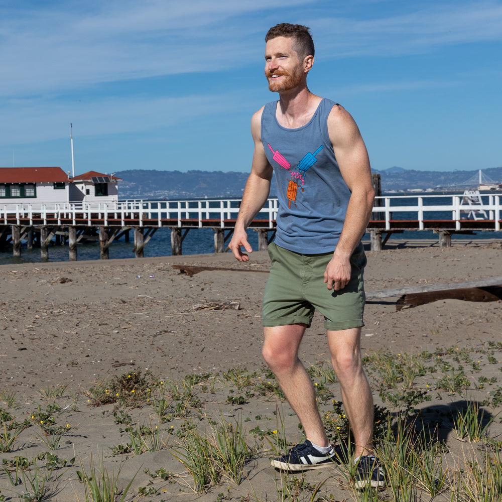 Provincetown Faded Blue Creamsicle "Circle Fun" Sleeveless Tank