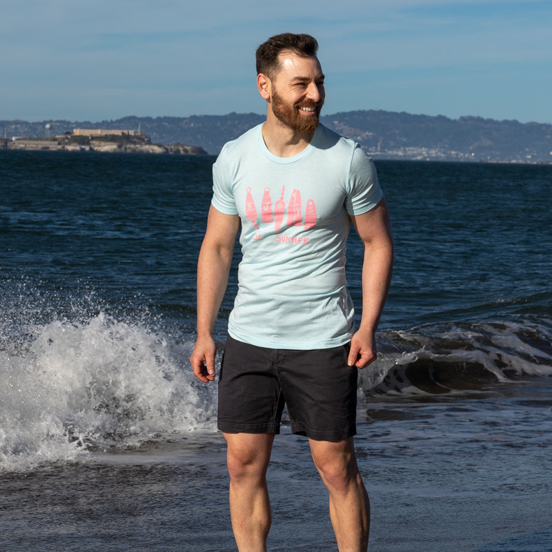 50% OFF AFTER CODE NEWFALL: Provincetown Pale Blue Buoys of Summer Tee Shirt - Made In USA