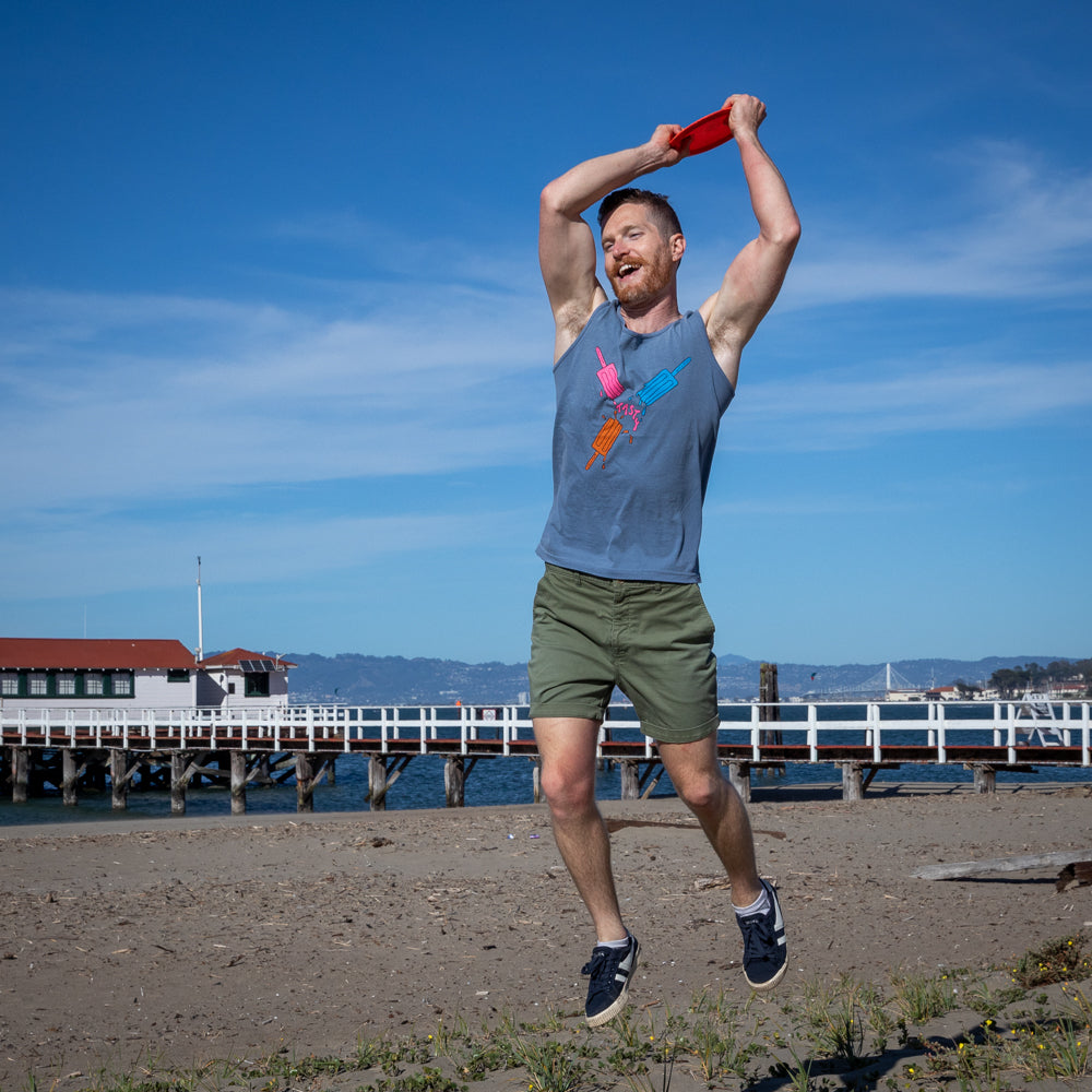 Provincetown Faded Blue Creamsicle "Circle Fun" Sleeveless Tank