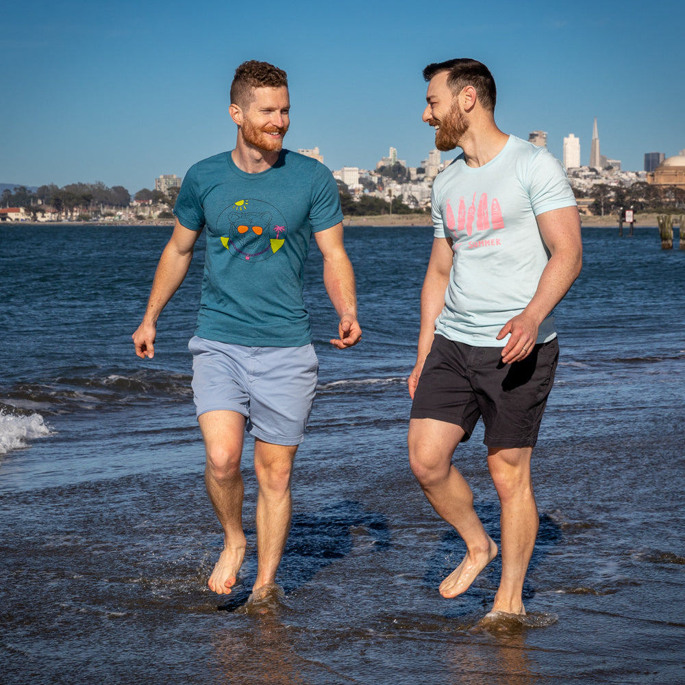 50% OFF AFTER CODE NEWFALL: Provincetown Pale Blue Buoys of Summer Tee Shirt - Made In USA