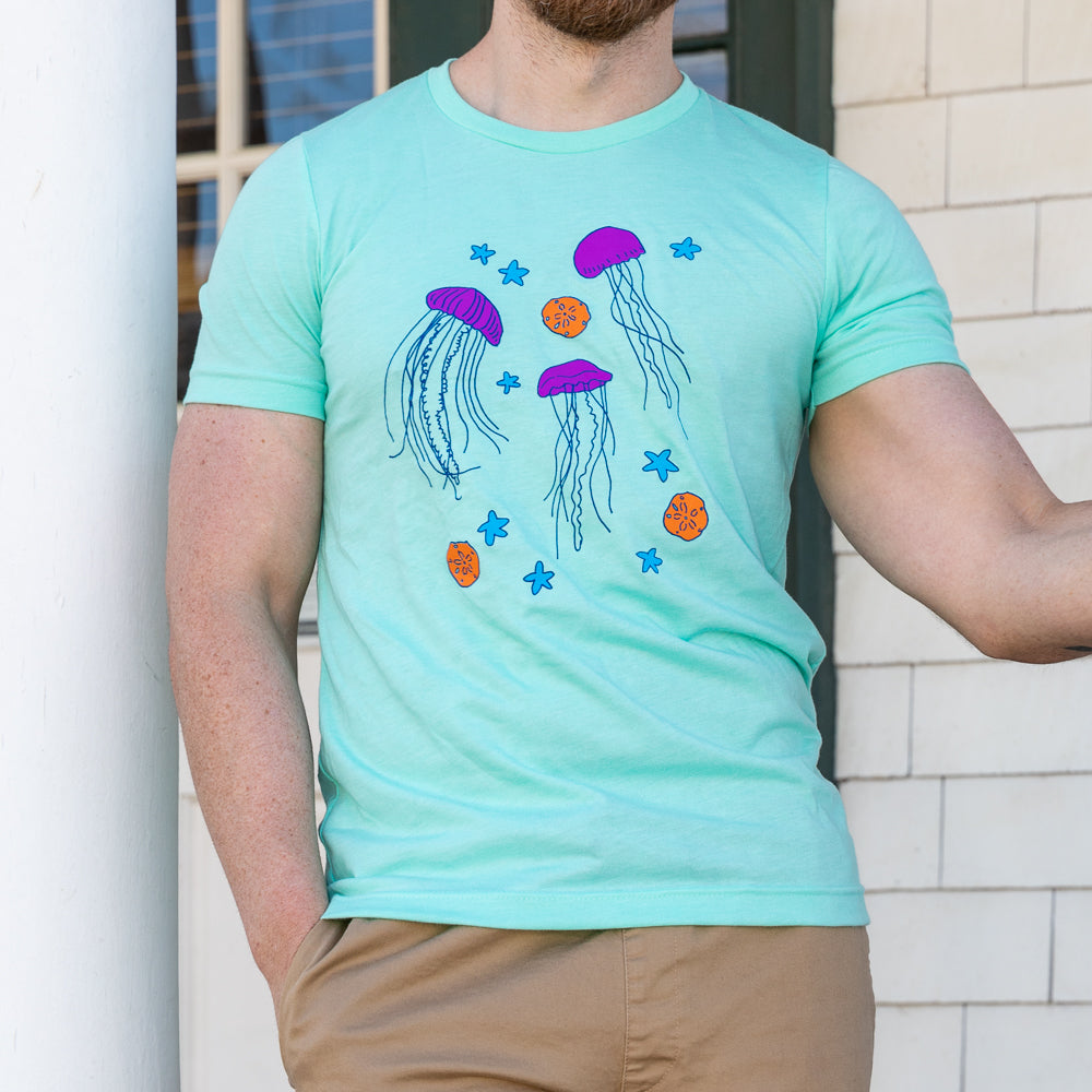 Provincetown Mint Green Floating Jellyfish Tee