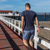 50% OFF AFTER CODE NEWFALL: Provincetown Navy Blue Lounging Merman Tee - Made In USA