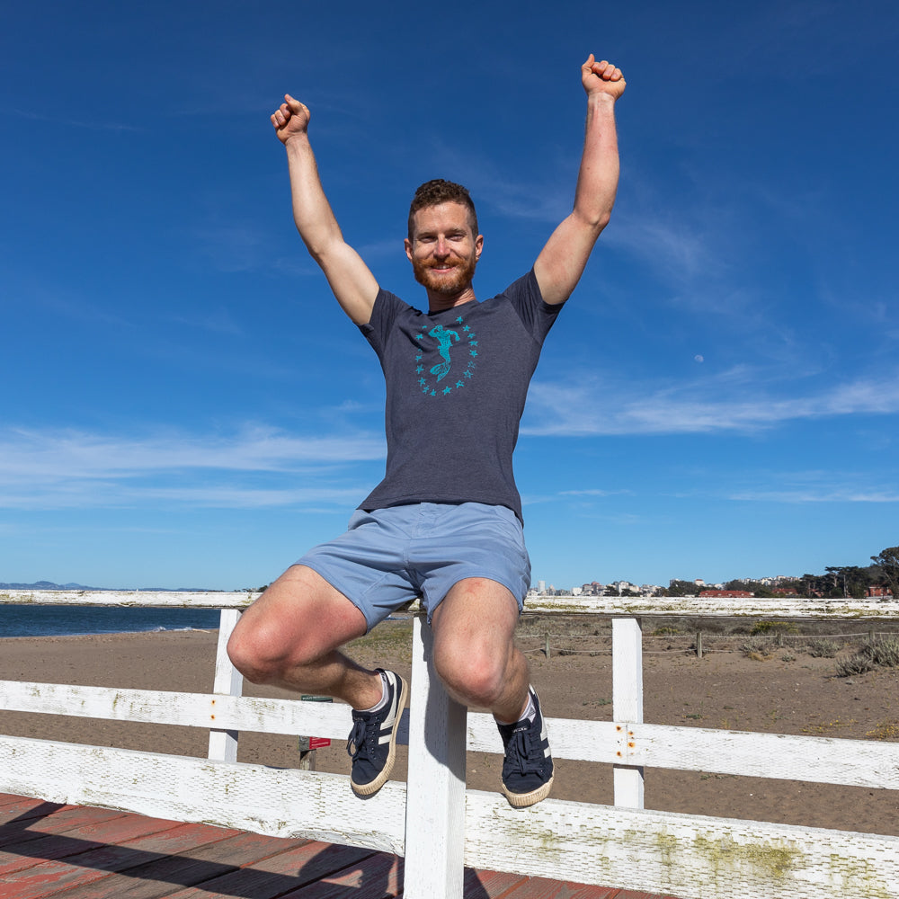 50% OFF AFTER CODE NEWFALL: Provincetown Navy Blue Lounging Merman Tee - Made In USA