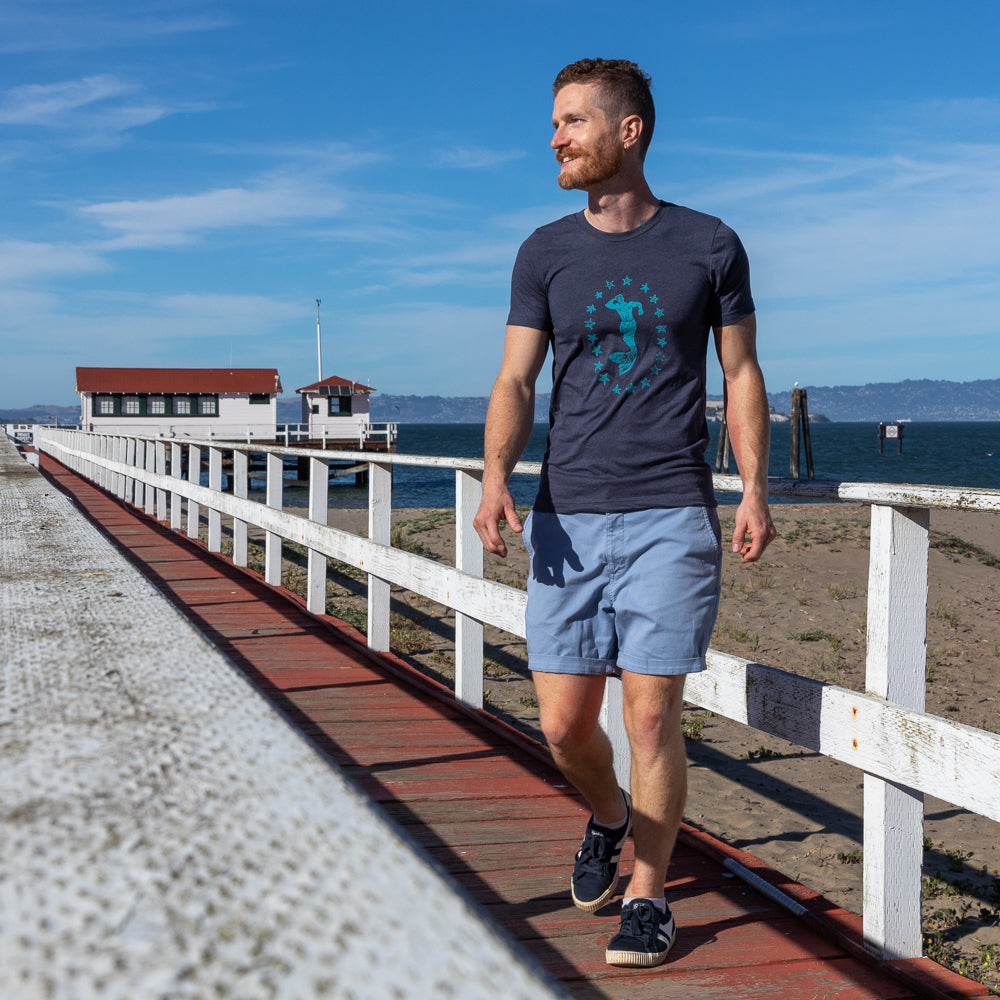 50% OFF AFTER CODE NEWFALL: Provincetown Navy Blue Lounging Merman Tee - Made In USA