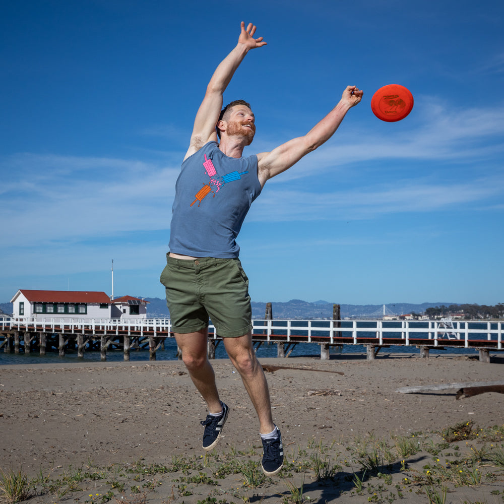 Provincetown Faded Blue Creamsicle "Circle Fun" Sleeveless Tank