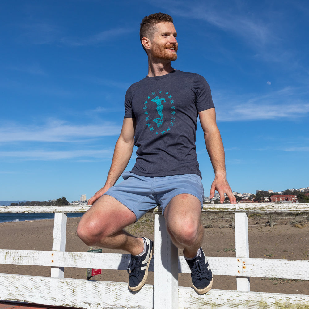 50% OFF AFTER CODE NEWFALL: Provincetown Navy Blue Lounging Merman Tee - Made In USA