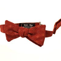 Red Geometric Floral Print Cotton Bow Tie