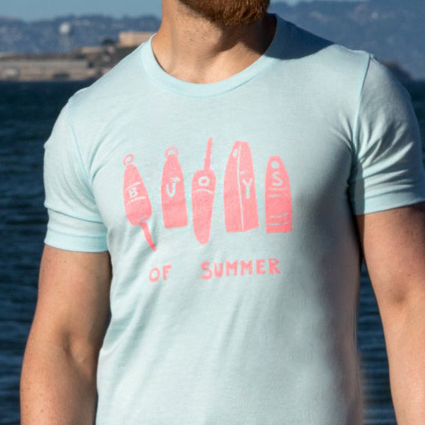 Provincetown Pale Blue Buoys of Summer Tee Shirt - Made In USA