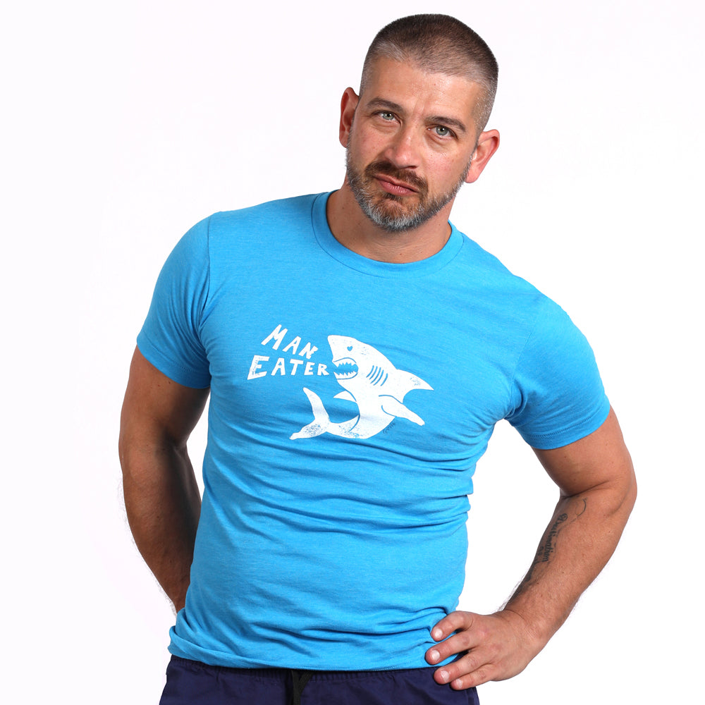 Provincetown Aqua 'ManEater' Shark Tee