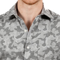 60% OFF AFTER CODE NEWFALL: "ARTHUR" - Tonal Grey Camouflage Brushed Cotton Shirt - Made In USA