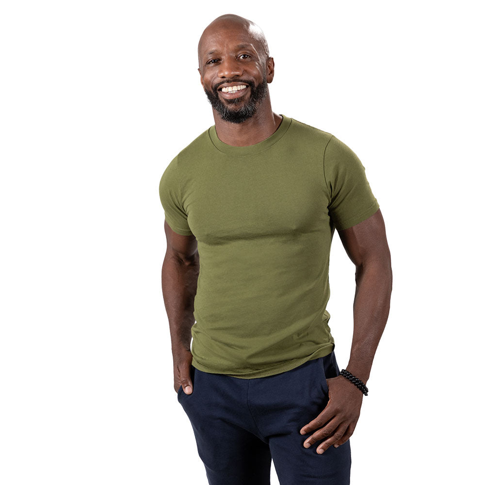 Olive Green Cotton Classic Short Sleeve Tee - Made In USA