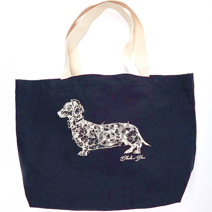 Illustrated Dachshund Tote Bag in Navy - Made In USA