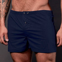 “BLADE" - Solid Navy Blue Slim-Cut Boxer Short - Made In USA