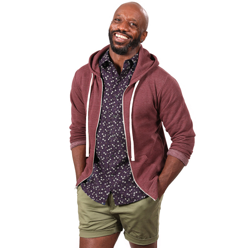burgundy zipper hoodie