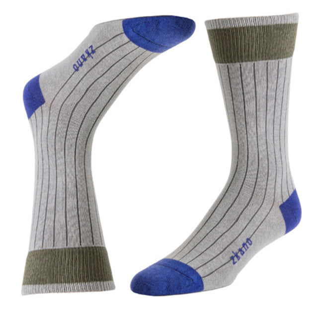 Heather Grey Classic Solid Ribbed Crew Sock - Made In USA by Zkano