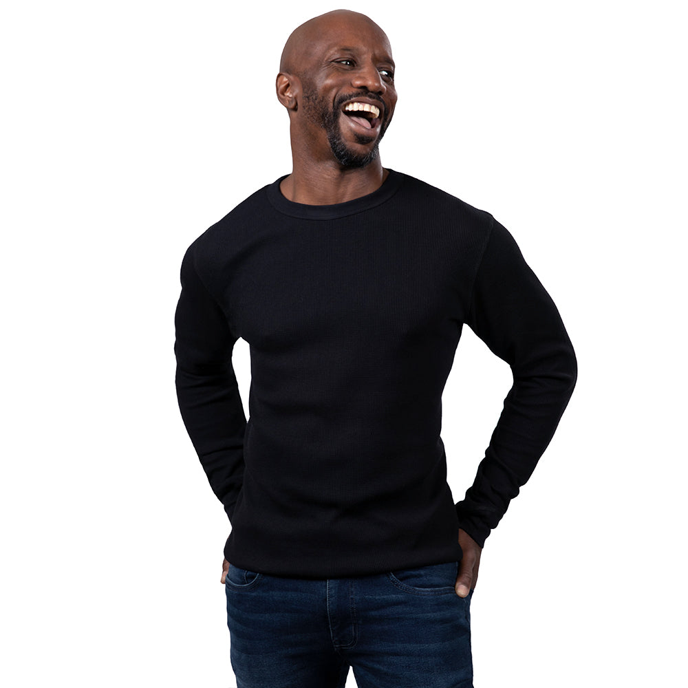 Black Long Sleeve Baby Thermal Tee - Made In USA