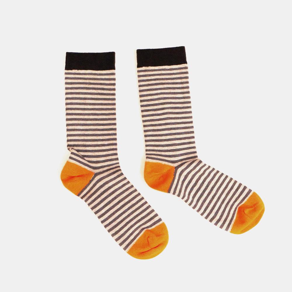 Tonal Grey with Orange Mini Stripe Socks