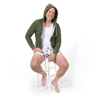 Army Green Heather Full Zip Hooded Fleece Sweatshirt - Made in USA
