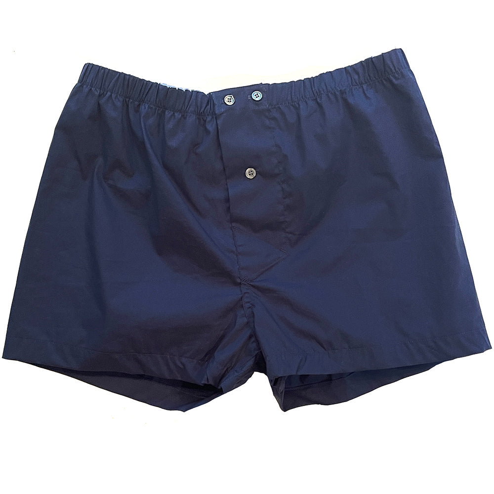 “BLADE" - Solid Navy Blue Slim-Cut Boxer Short - Made In USA