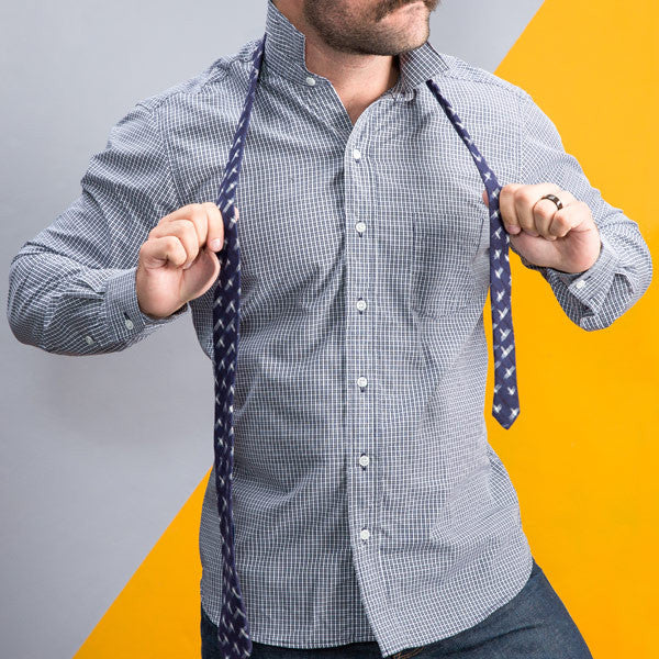 White &amp; Navy Blue Mini Check Shirt -  Jeffrey